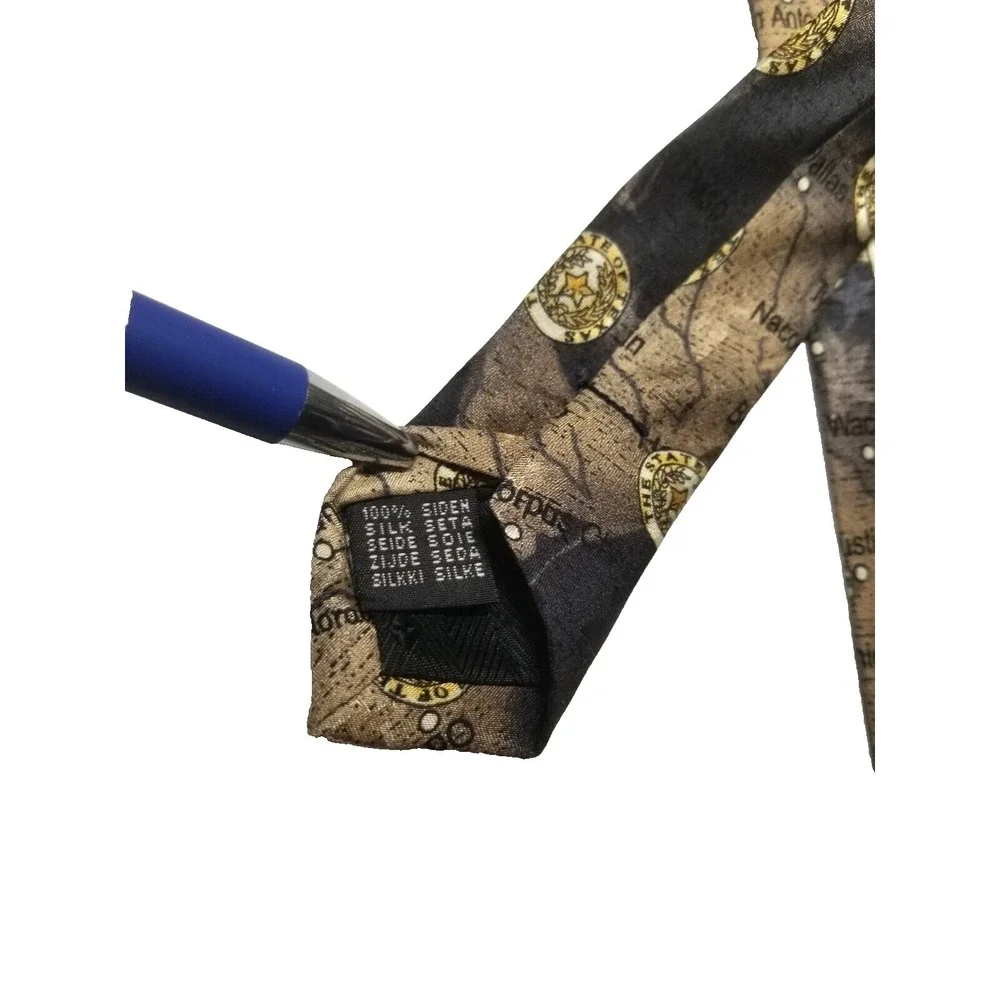 Tango by Max‎ Raab Americana Series - Texas City Map Brown Silk Tie